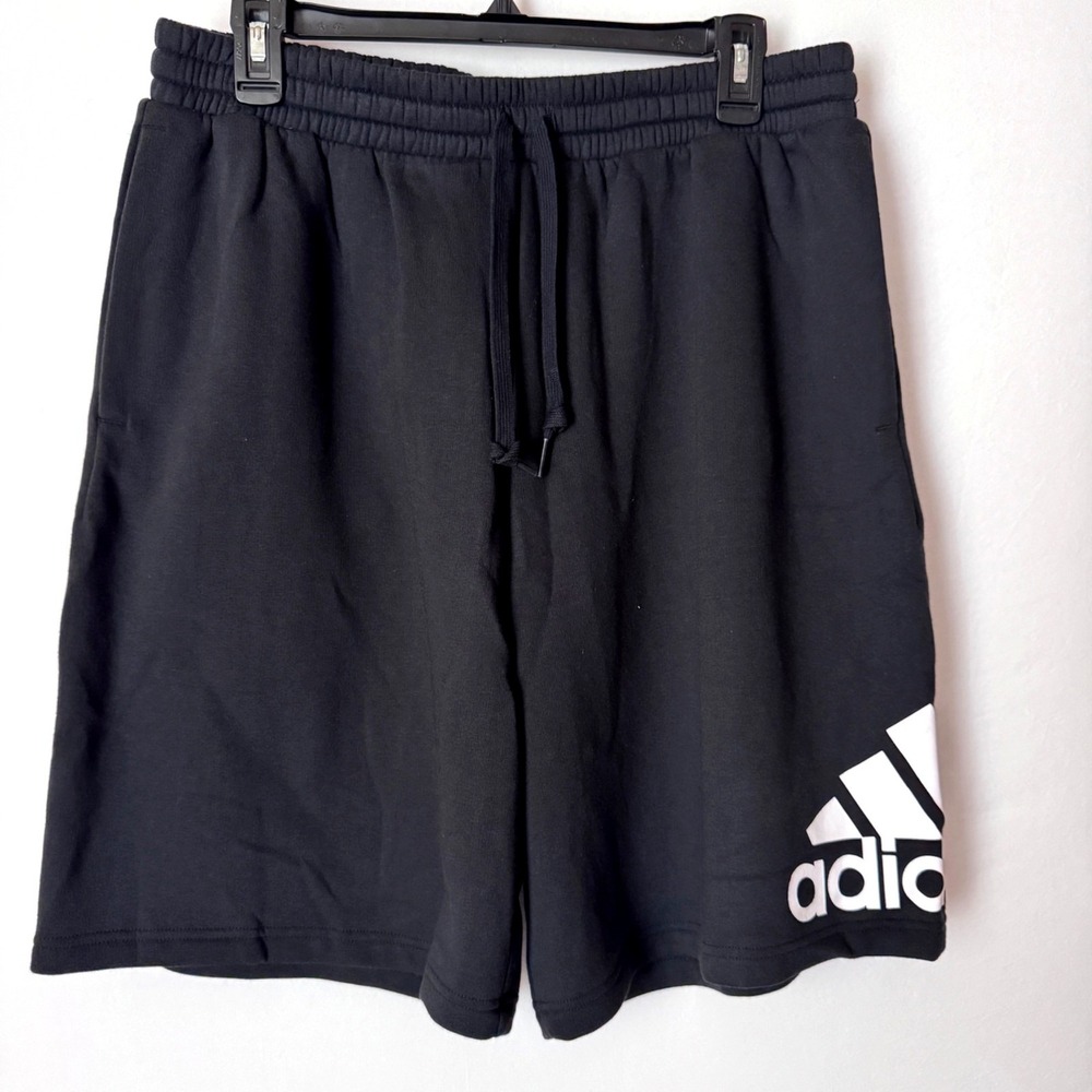 Adidas Fleece Athletic Shorts Men Size L Elastic Waist Drawstring